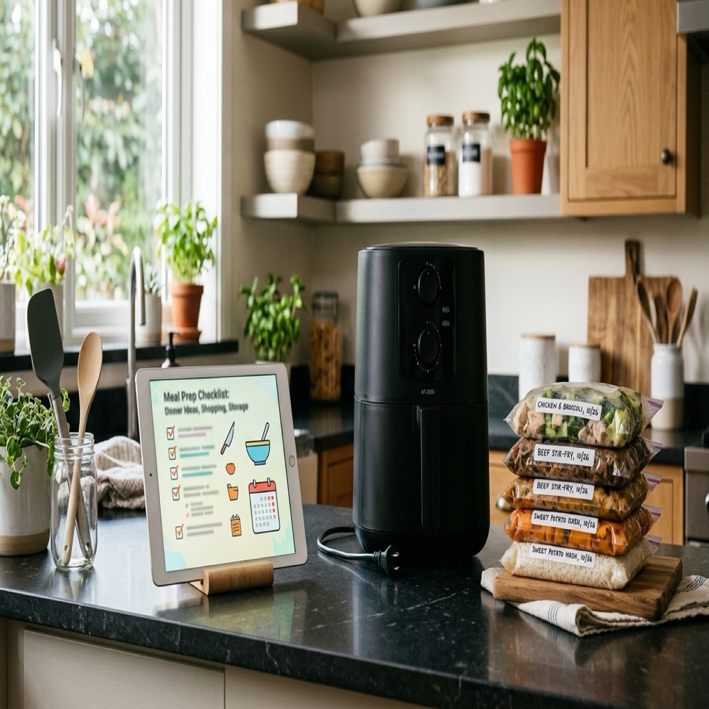 The Air Fryer Freezer Meal Prep Accelerator on a tablet